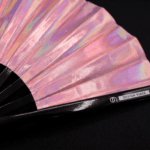 Holographic Pink Festival Fan, Iridescent Pride Accessory, View 10