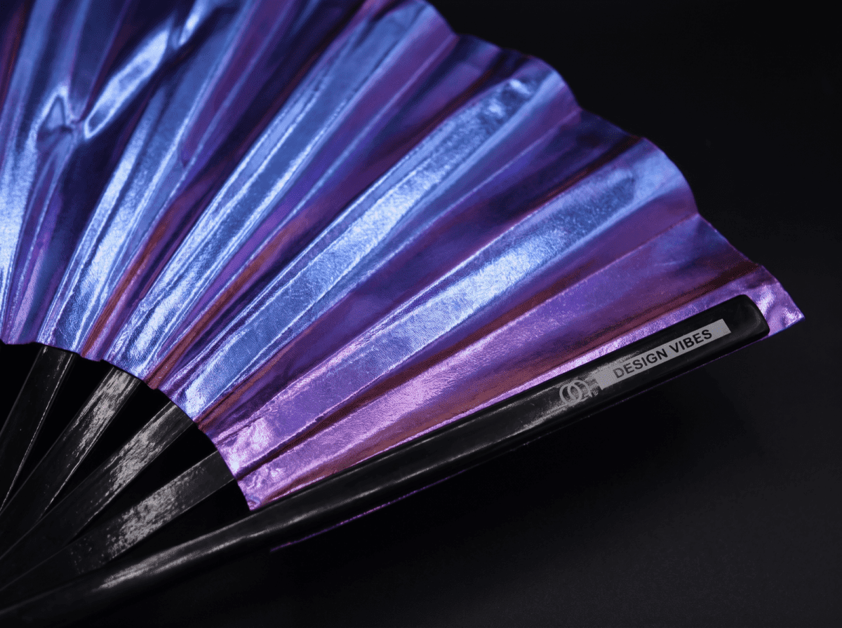 Holographic Blue-Purple Metallic Festival Fan, Rave Accessory, View 10