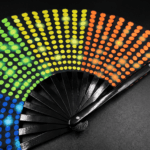 Black Festival Fan with Rainbow Dots, Rave & CSD, View 8
