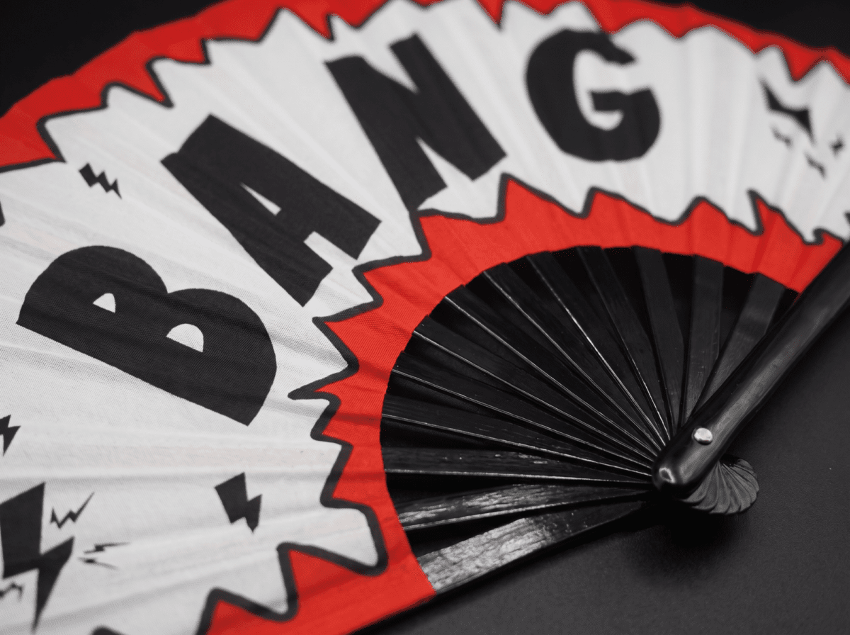 “BANG” Comic Festival Fan in Red and White, Rave & Party Accessory, View 8