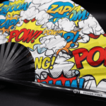 “ZAP BOOM POW” Festival Fan—Yellow: Comics, Rave & Party, View 8