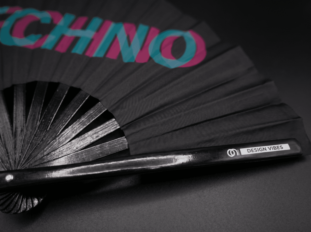 “TECHNO” Festival Fan, Black, Teal-Pink, Techno & Rave, View 6