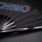 “TECHNO” Festival Fan, Black, Teal-Pink, Techno & Rave, View 6