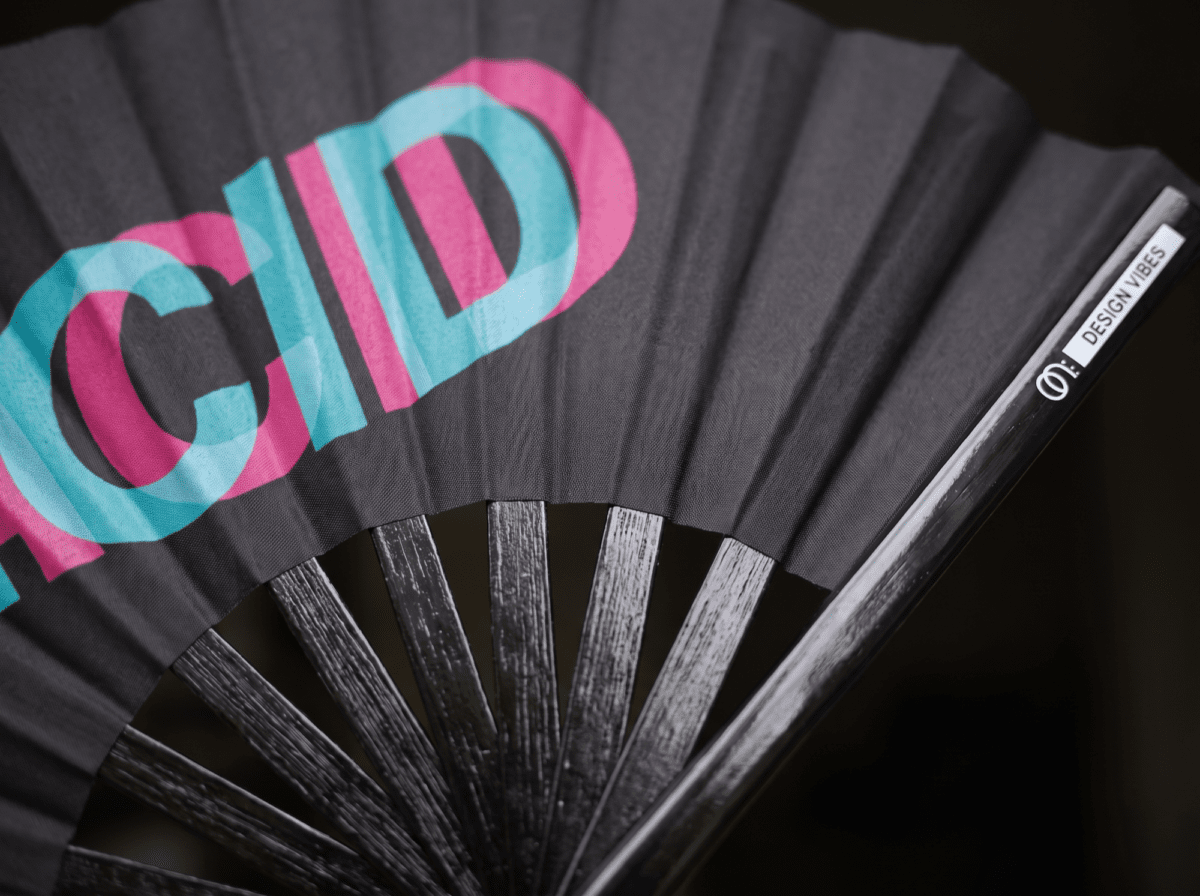 Festival Fan “ACID” Black Teal-Pink – Techno & Rave accessory, View 6