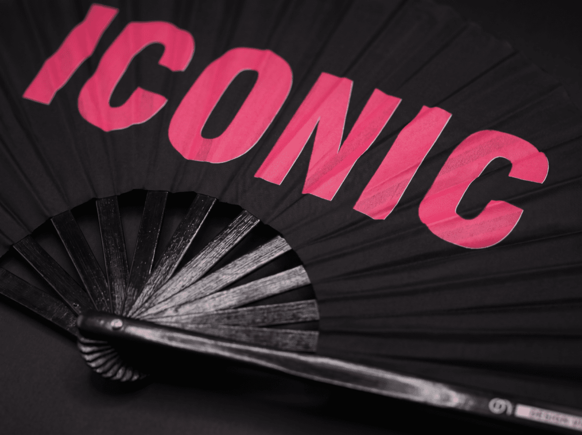 “ICONIC” Festival Fan in Black/Pink, Rave Statement, View 6