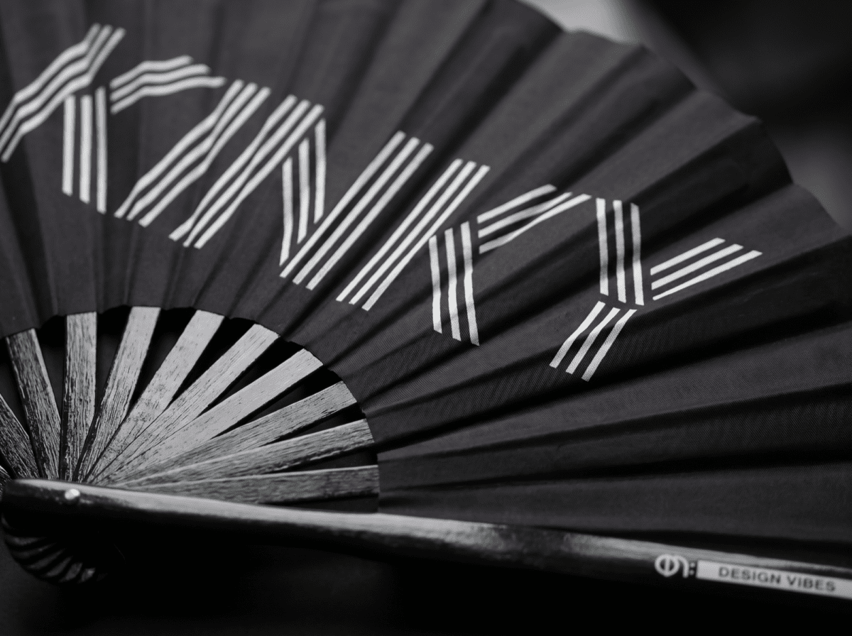 “KINKY” Festival Fan in Black, Rave & Pride Statement, View 6
