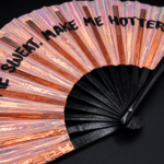 “MAKE ME SWEAT” Festival Fan, holographic rose gold, Rave, View 8