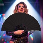 Black Glitter Festival Fan, an Elegant Rave & CSD Accessory, View 5