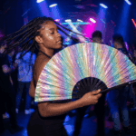 Festival Fans: Holographic Glitter Pastel Rainbow for Festivals & Raves, View 2