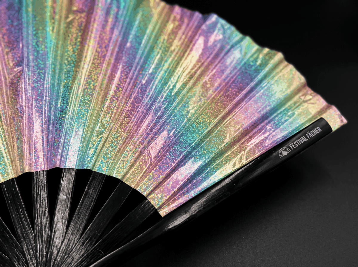 Festival Fans: Holographic Glitter Pastel Rainbow for Festivals & Raves, View 5
