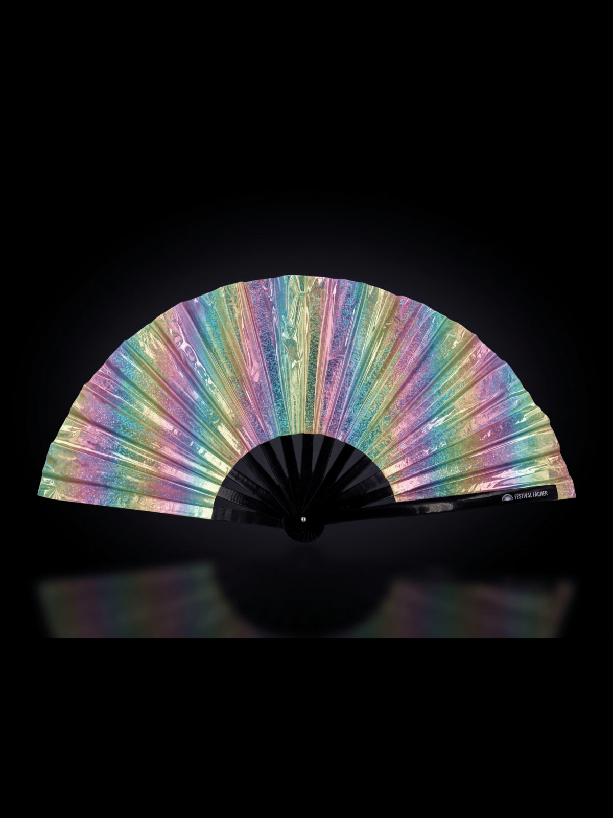 Festival Fans: Holographic Glitter Pastel Rainbow for Festivals & Raves