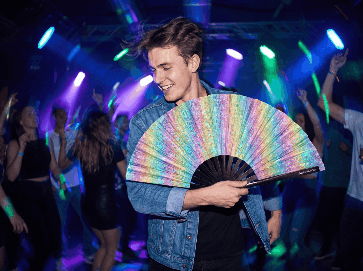 Holo Crystal Pastel Festival Fan for Raves & Festivals, View 2