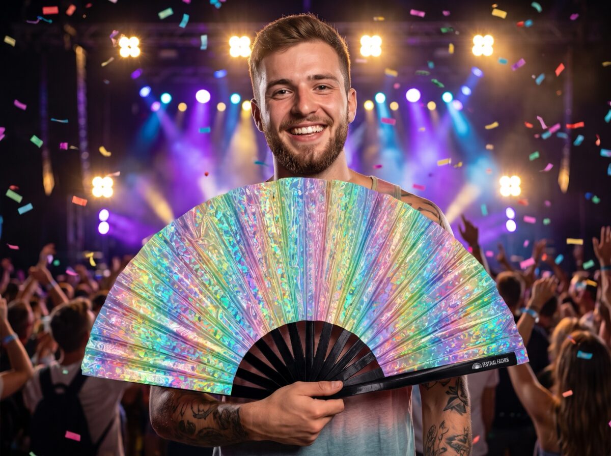 Holo Crystal Pastel Festival Fan for Raves & Festivals, View 4
