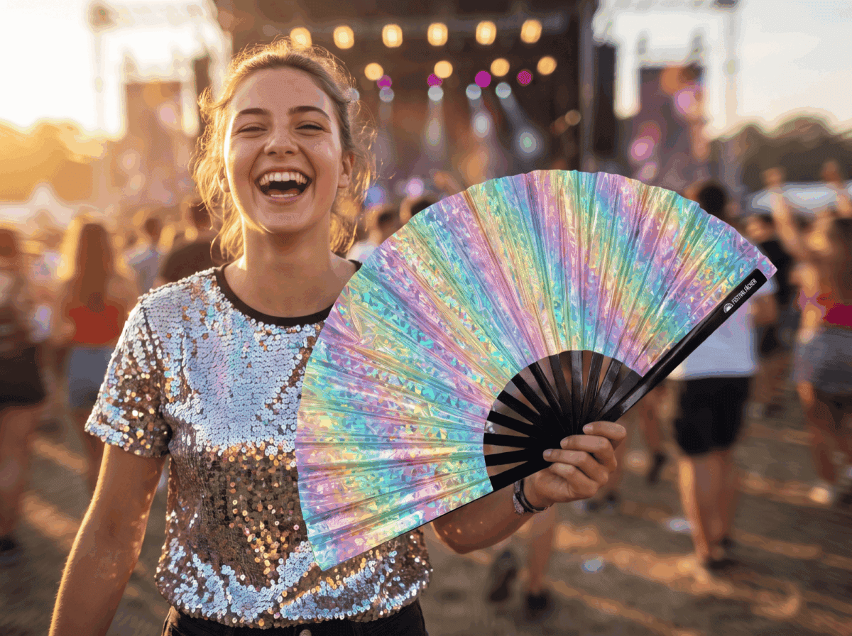 Holo Crystal Pastel Festival Fan for Raves & Festivals, View 3