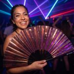 Holographic Transparent Burgundy Festival Fans for Festivals & Raves, View 2