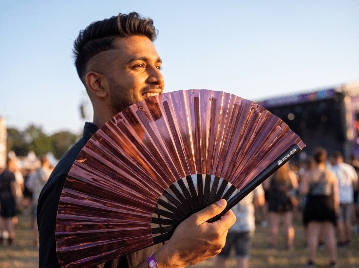 Holographic Transparent Burgundy Festival Fans for Festivals & Raves, View 3