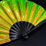 Holographic Transparent Neon Green Festival Fans for Rave & Techno, View 5