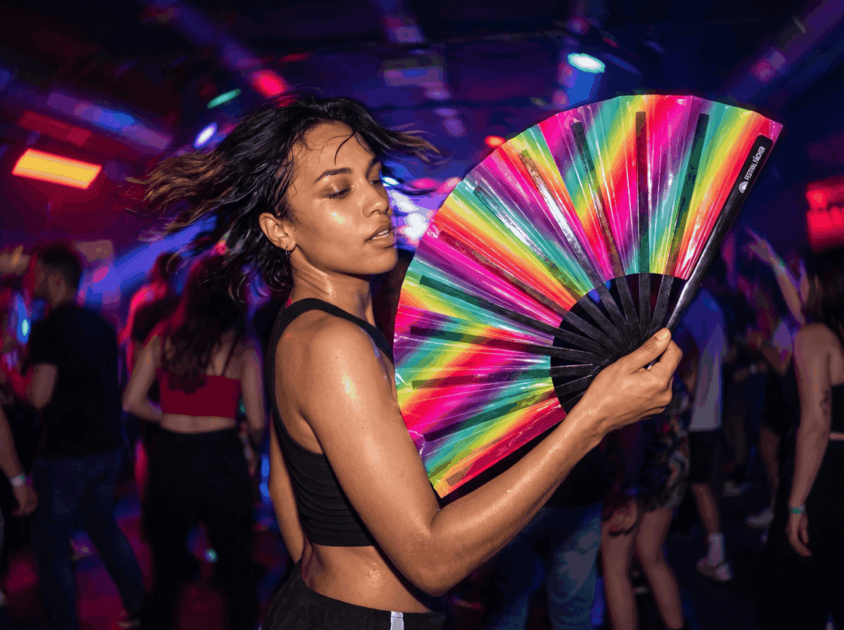 Transparent Festival Fans with Rainbow Stripes for CSD & Pride, View 2