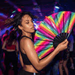 Transparent Festival Fans with Rainbow Stripes for CSD & Pride, View 2