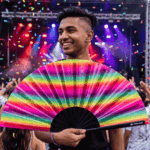 Transparent Festival Fans with Rainbow Stripes for CSD & Pride, View 4