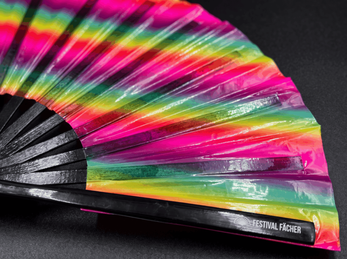 Transparent Festival Fans with Rainbow Stripes for CSD & Pride, View 6