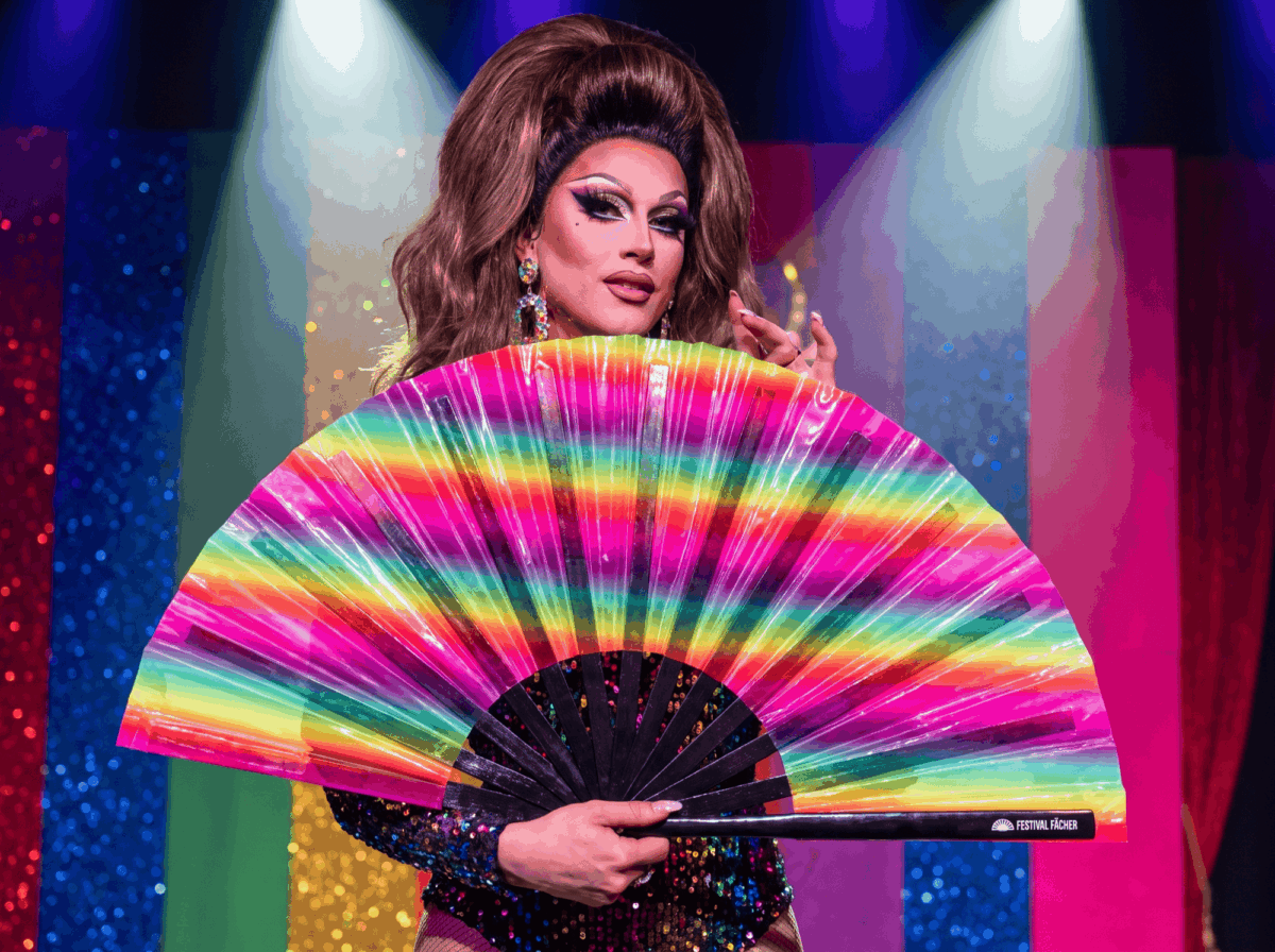 Transparent Festival Fans with Rainbow Stripes for CSD & Pride, View 5