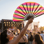 Transparent Festival Fans with Rainbow Stripes for CSD & Pride, View 3