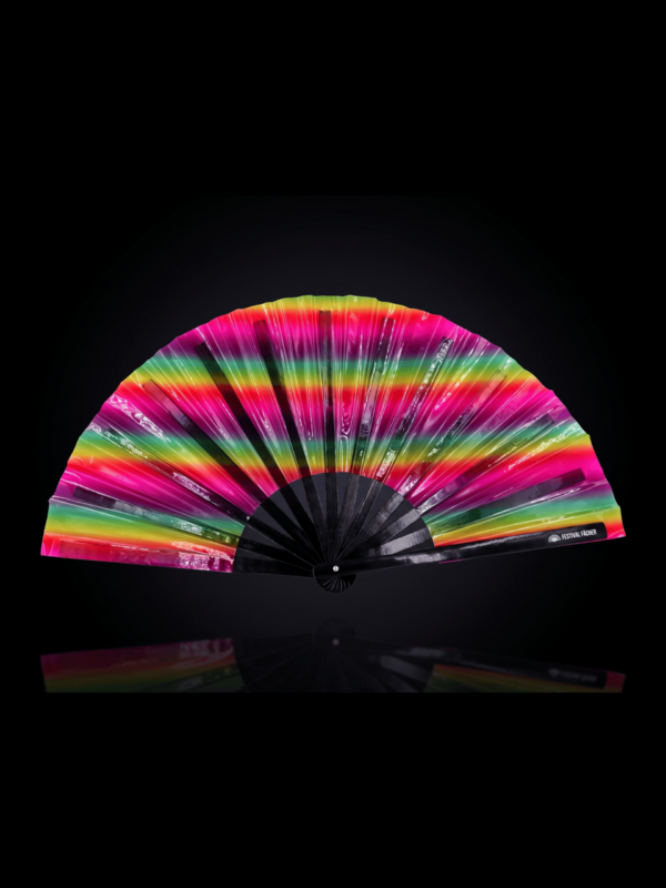 Transparent Festival Fans with Rainbow Stripes for CSD & Pride