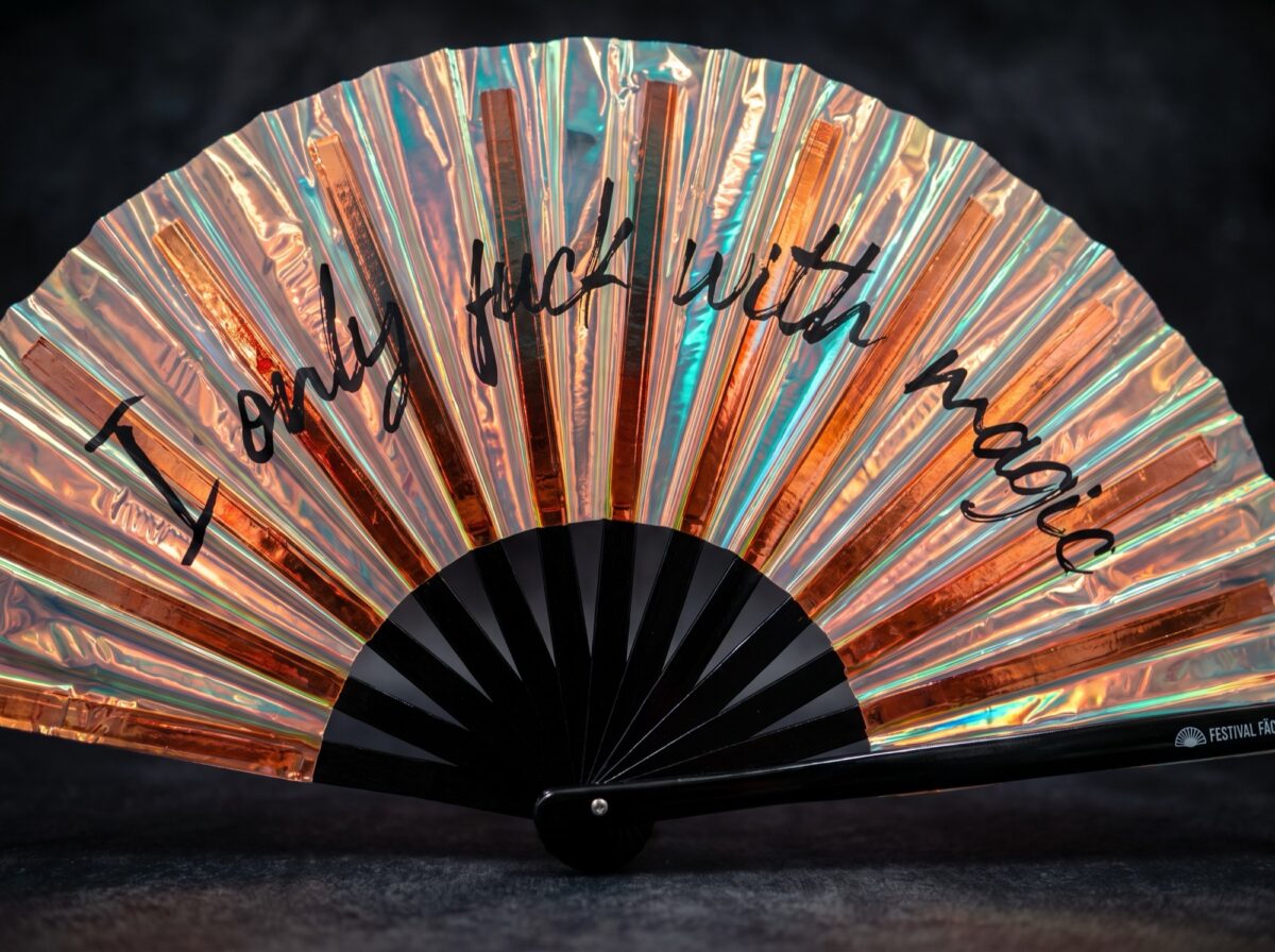 “I only fuck with magic” Festival Fan, Holo-Copper for Raves & Festivals, View 6