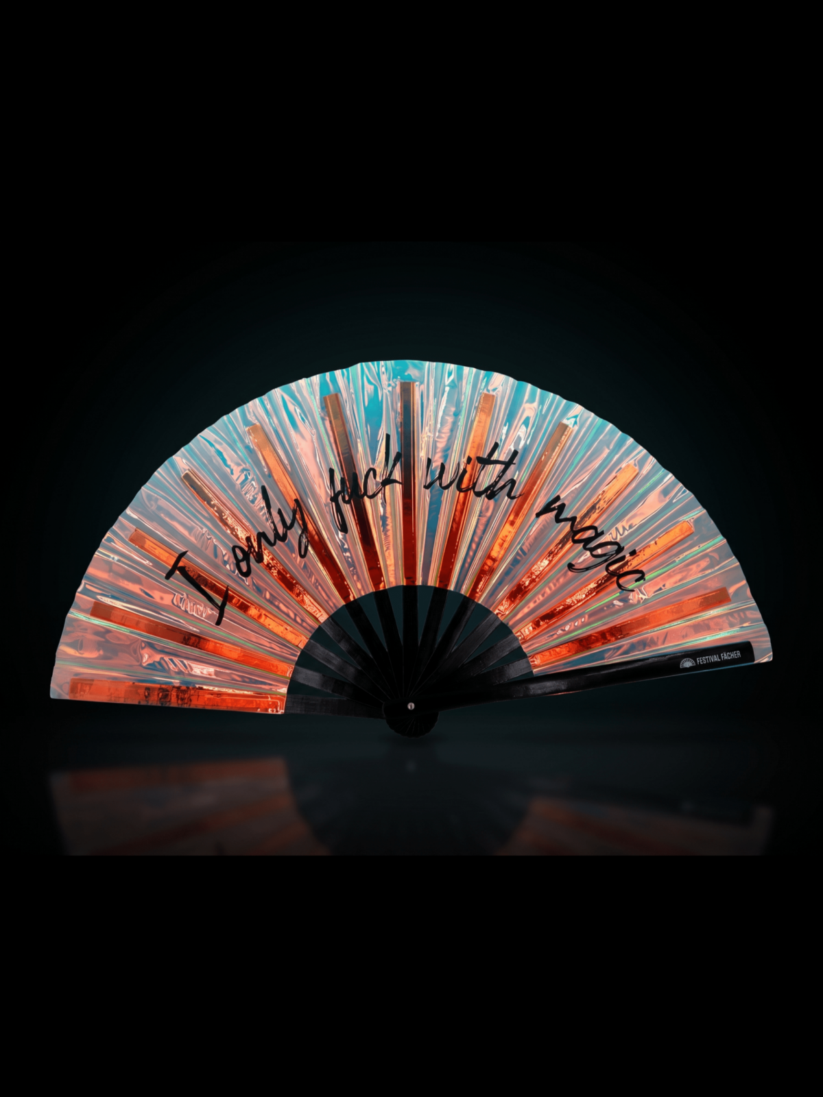 “I only fuck with magic” Festival Fan—Holo-Copper for Raves & Festivals