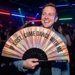 “IF LOST, COME DANCE WITH ME” Festival Fans, Holo-Copper for Festivals & Raves, View 2