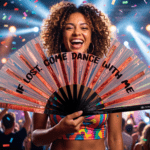 “IF LOST, COME DANCE WITH ME” Festival Fans, Holo-Copper for Festivals & Raves, View 4