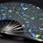 Festival Fans: Moon & Butterflies, Rainbow on Black for Festivals & Boho, View 5