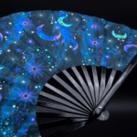 “Moon & Stars” Night Blue Festival Fan for Festivals & Boho, View 5