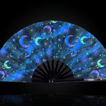 “Moon & Stars” Night Blue Festival Fan for Festivals & Boho, View 1