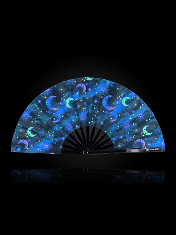 "Moon & Stars" Night Blue Festival Fan for Festivals & Boho
