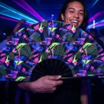 Neon Geometry Black Festival Fan for Techno & Rave, View 2