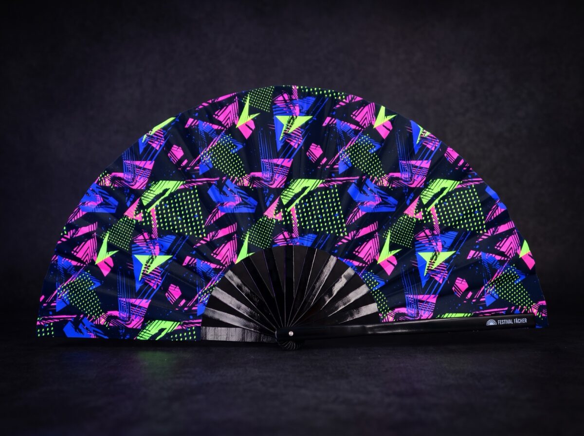 Neon Geometry Black Festival Fan for Techno & Rave, View 5