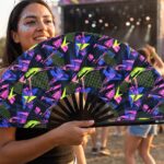 Neon Geometry Black Festival Fan for Techno & Rave, View 3
