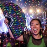 Neon Cat Festival Fans in Black for Raves & Festivals, View 4