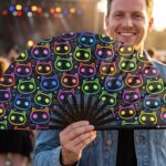 Neon Cat Festival Fans in Black for Raves & Festivals, View 3