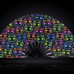 Neon Cat Festival Fans in Black for Raves & Festivals, View 1
