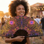 Neon Ornament Black Festival Fan for Psytrance & Goa, View 3