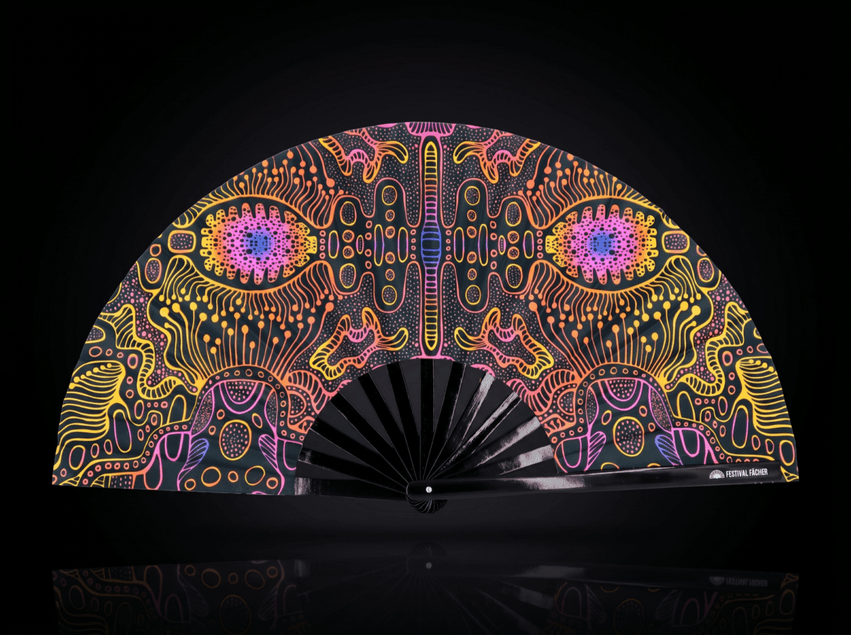 Neon Ornament Black Festival Fan for Psytrance & Goa