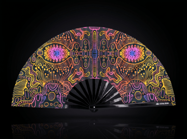 Neon Ornament Black Festival Fan for Psytrance & Goa