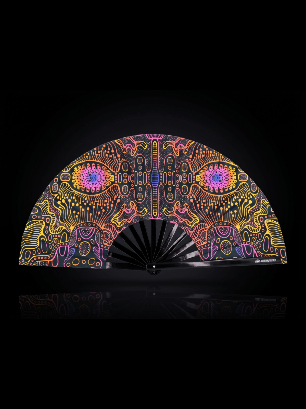Neon Ornament Black Festival Fan for Psytrance & Goa