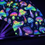 Festival Fans: Neon Mushrooms, Colorful on Black for Psytrance & Goa, View 5