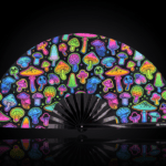 Festival Fans: Neon Mushrooms, Airbrushed Black, for Goa & Psytrance, View 1