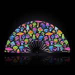 Festival Fans: Neon Mushrooms, Airbrushed Black, for Goa & Psytrance, View 1