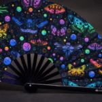 Neon Butterfly Festival Fans, Black, for Raves & Blacklight, View 5